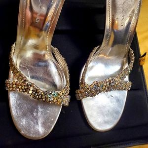 Nina Size 11M Vanilla-KL Silver Foil Kid Sparkly Rhinestone Open Toe Sandals